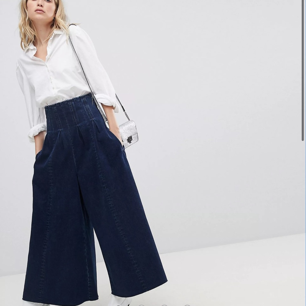ASOS DESIGN wide leg jeans with corset waist detail